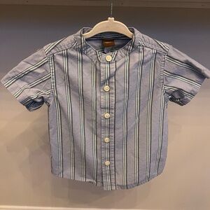 Tea Collection Boys 2T Dusty Blue Striped Short Sleeve Button Down